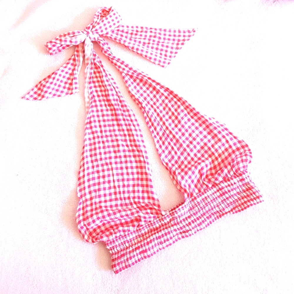 Princess Polly Halter Crop Top 💕 Hot Pink & White 💕 US 2